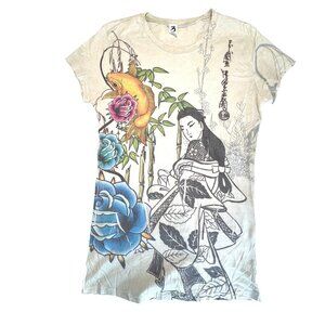 VTG Womens L Otomix Ukiyo-e Style Japanese Inspired T-Shirt Top 100% Cotton USA